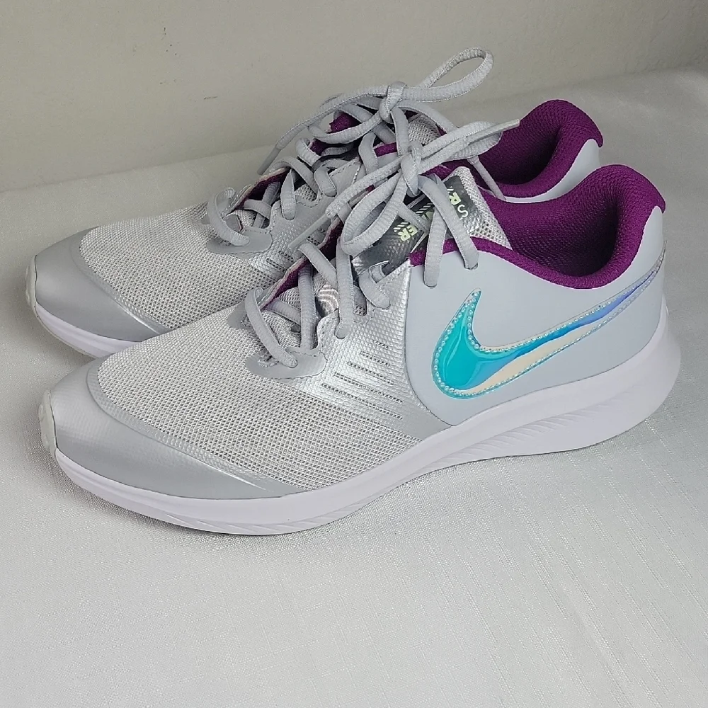 Nike Star Youth Big Girls  Gray and Purple Athletic Size 5y Running Shoes